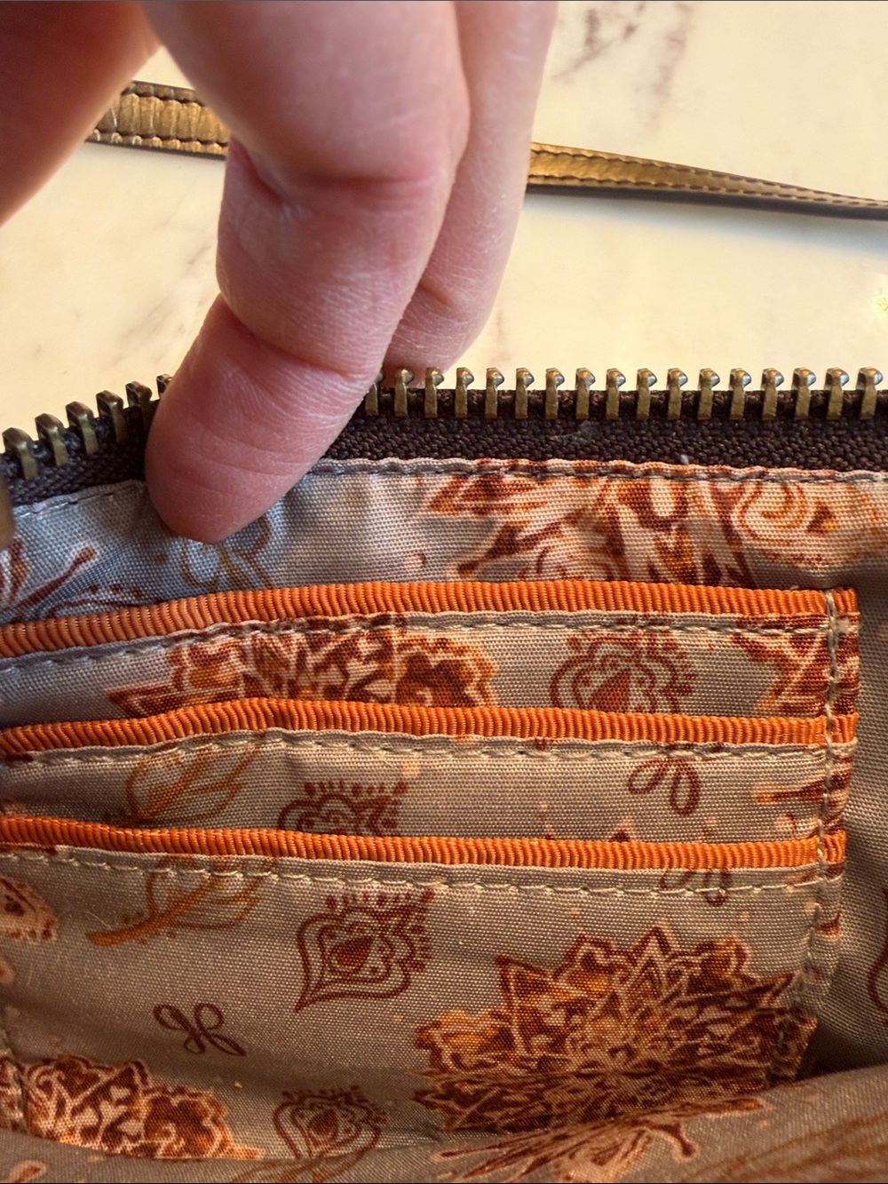 HOBO Metallic Bronze Leather Crossbody Bag - Picture 5 of 7